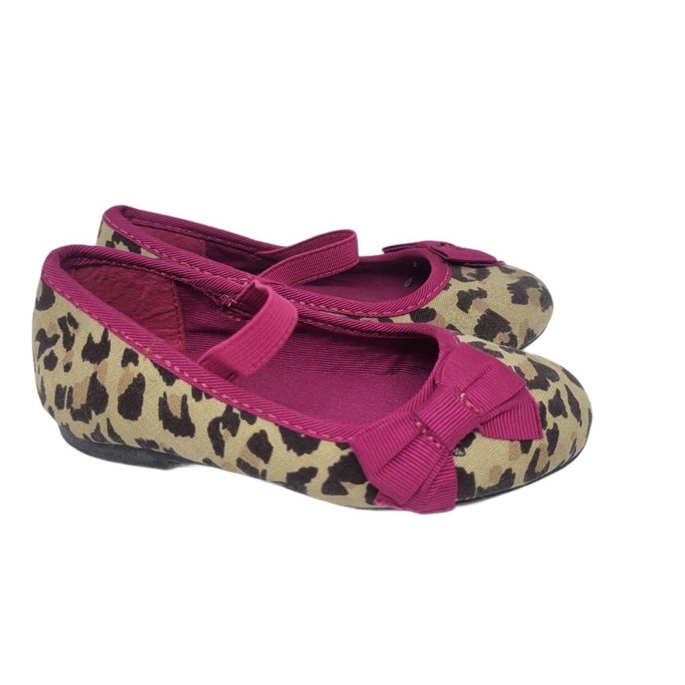 Girls leopard print pink ballet Flats with bow 7
